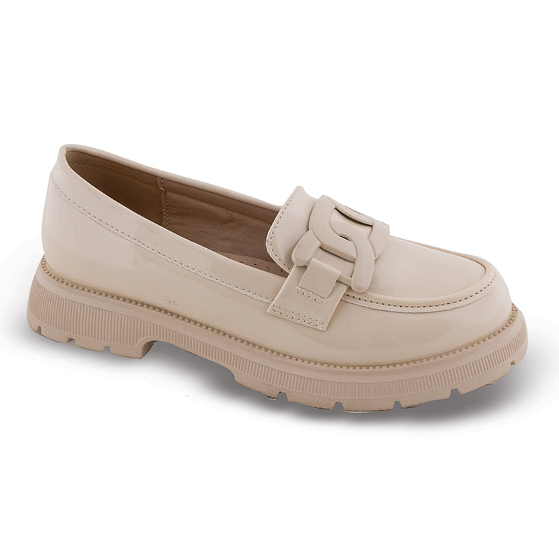 SD12218 ΖΑΚ Παιδικά Loafers Μοκασίνια, Μπεζ Λουστρίν