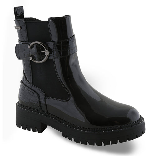 SD57085 ZAK Γυναικεία Μπoτάκια Μαύρα Λουστρίν